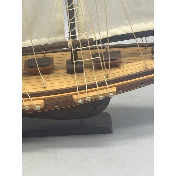 sail ship wood figurine display boat collectable 14x13" brown white latter's REA - Picture 5 of 16